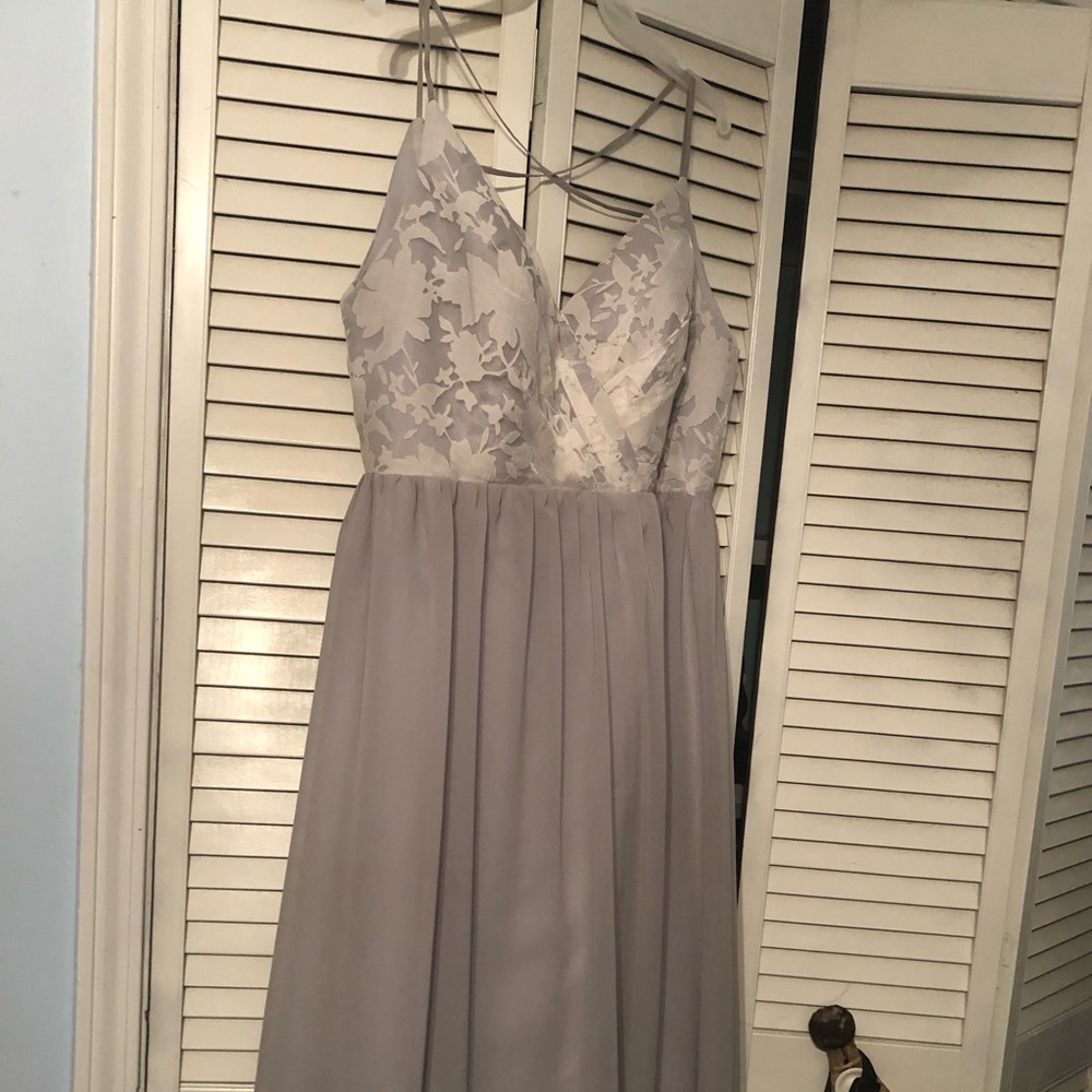 Gray Long Bridesmaid or Prom Dress